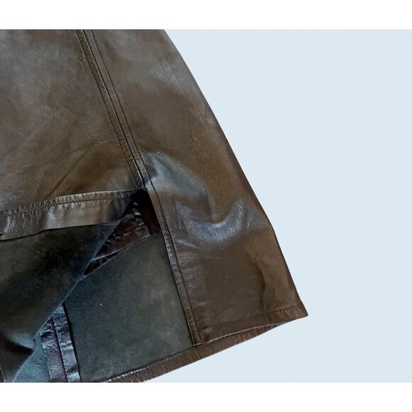 Vintage VERA PELLE Black Faux Leather Mini Skirt Punk Goth Size 26 / 2 - Picture 4 of 8